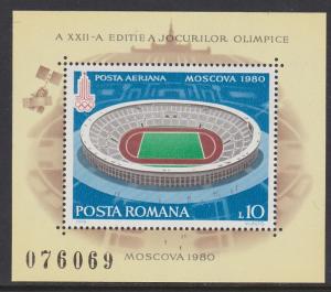 Romania 1979 MNH Stamps Souvenir Sheet Scott 2868 Sport Olympic Games Stadium