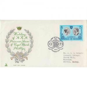 First Day Cover 14th November 1973 Wedding of H.R.H. Princess Anne - Isle of Man