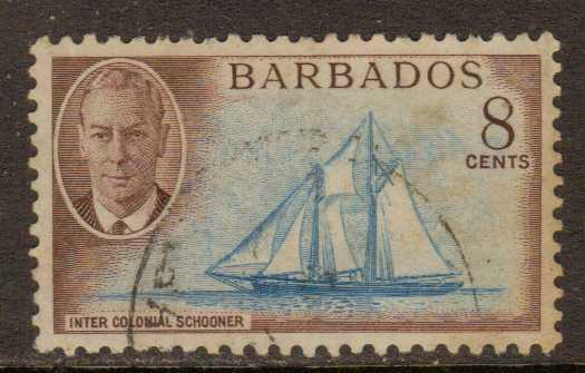 Barbados   #221  used  (1950)  c.v. $3.50