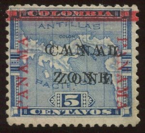 Canal Zone 12c Double  'CANAL ZONE' Overprint Variety Error Used Stamp BX5115