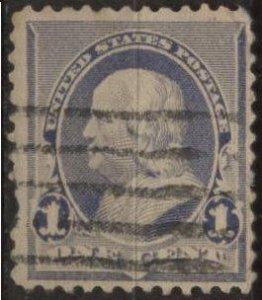 US 219 (used) 1¢ Benjamin Franklin, dull blue (1890)