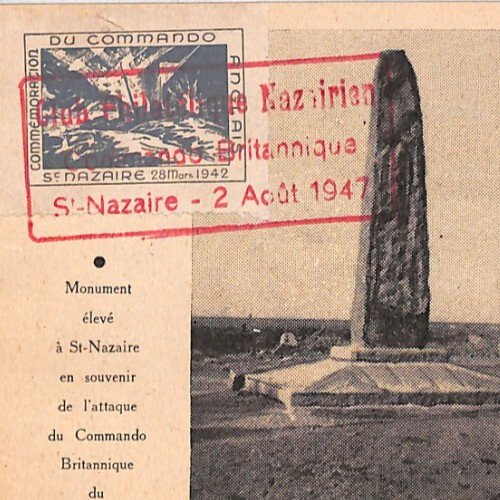 FRANCE Postcard 1947 MAXI CARD St Nazaire 1942 BRITISH COMMANDO MONUMENT PX345