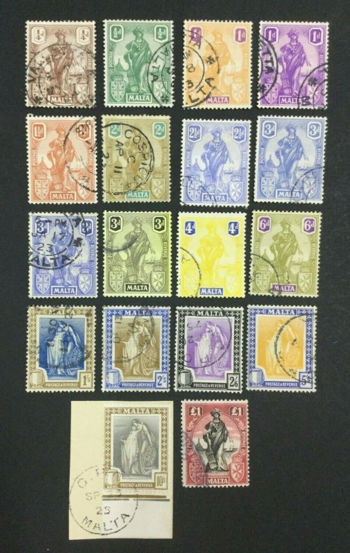 MOMEN: MALTA SG #123-138,140 1922-26 USED £640 LOT #62403