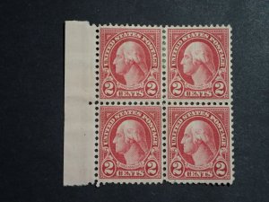 US SC# 634a 2c Washington Carmine Type II, Perf 11x10.5 Rotary MLH Block of 4