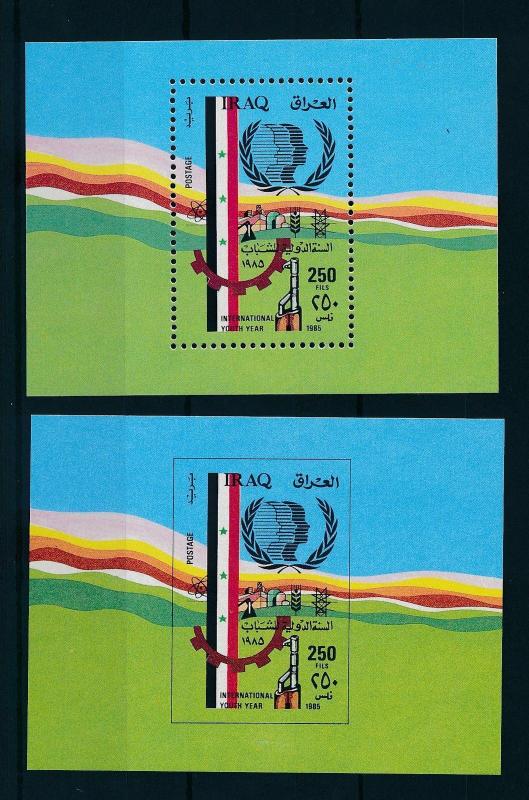 [20595] Iraq 1985 International Youth Year Pair perf and imperforated S/S MNH