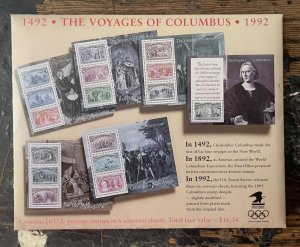 Scott #2624-29, 500th Anniversary of Columbus Souvenir Sheets, orig envelope, NH