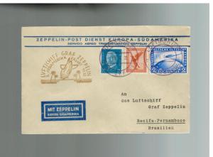 1932 Germany Graf Zeppelin LZ 127 South America FLight Cover  PErnambuco Brazil