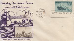 1946 Merchant Marine in WWII (Scott 939 ) Crosby UA FDC