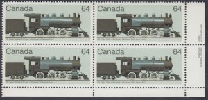 Canada - #1039 Canadian Locomotives Plate Block - MNH