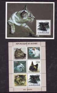 Guinea-2 unused NH sheets-Animals-Cats-2002-