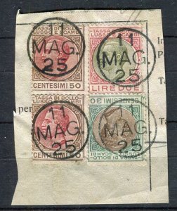 ITALY; 1925 early Emmanuel Revenue issue fine used Postmark Piece