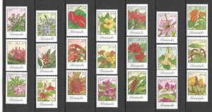 Ss1537 1985 Grenada Flowers !Full Set 21 Stamps Up To 20$ #1372-90,1490,1910 Mnh