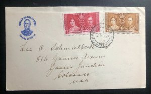 1937 Bechuanaland First Day Cover FDC King George VI Coronation KGVI To Co USA