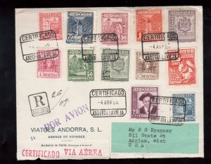 Andorra #30 / #47 #E5 On Registered Airmail Cover To USA