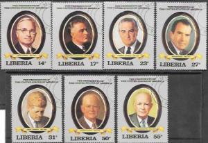 Liberia 1982  Set of 7  Presidents of the U.S.