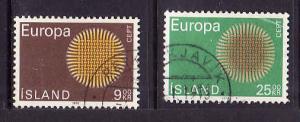 Iceland-Sc#420-1-used Europa set-1970-