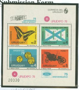 Uruguay #1007 Mint (NH) Souvenir Sheet (Butterflies)