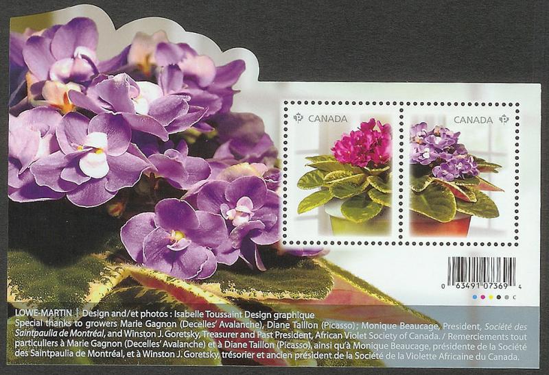 CANADA MNH  YEAR 2010 African Violets Souvenir Sheet #2376