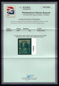 #165  Scott CV $135  #165 VF/XF, w/PSE CERT, a pretty stamp with toning only ...