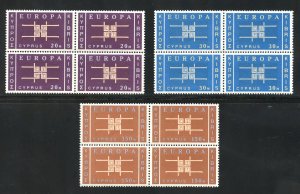 Cyprus 229-31 MNH EUROPA Blocks of 4 Complete Set from 1963