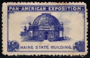 1901 US Poster Stamp Pan American Exposition Maine State Building Unused