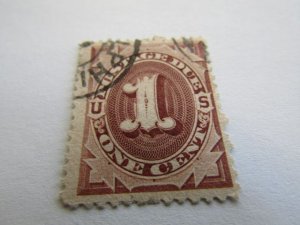 US Stamps, Scott #J1 Used 1879 1c Brown Postage Due,