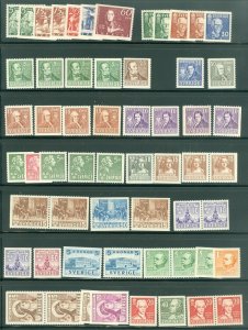 EDW1949SELL : SWEDEN 1938-44 Collection of ALL VFMNH PO Fresh Cplt sets Cat $945