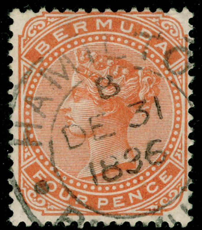 BERMUDA SG28a, 4d orange-brown, FINE used. Cat £60.