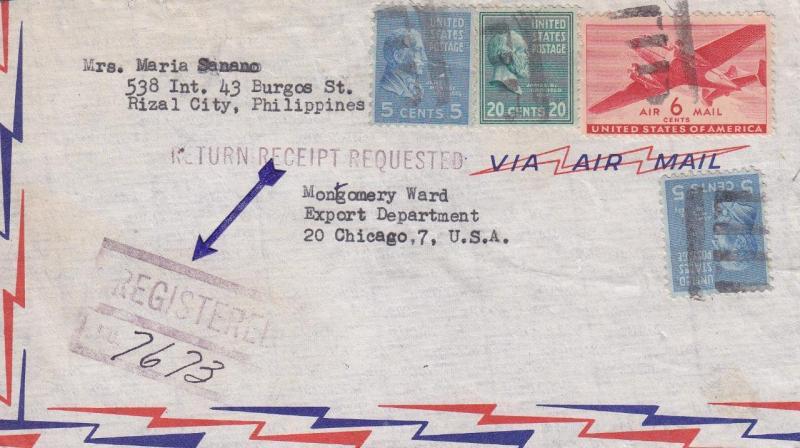 Cover: 1949, APO 74 (Philippines) to Chicago, IL, See Remark  (M2826)