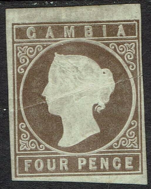 GAMBIA 1869 QV CAMEO 4D NO WMK IMPERF 