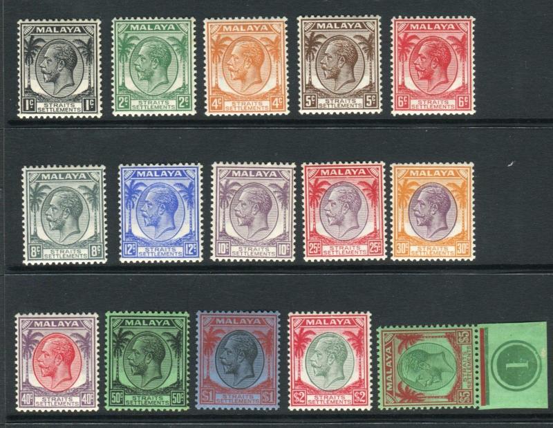 STRAITS SETTLEMENTS-1936 lightly mounted mint set to $5 with Plate No Sg 260-74