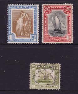 Malta x 3 pre 1930 2 mint 1 used