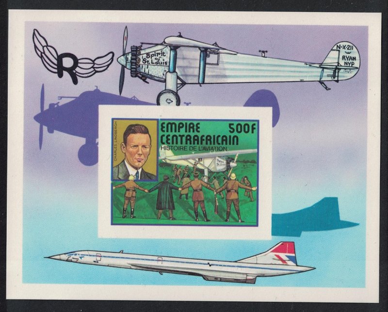 Central African Empire Lindenberg Aviation Concorde MS De-Luxe 1977 MNH