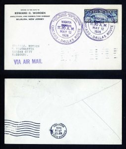 # C7 on CAM # 3 First Flight cover, Wichita, KS to Kansas City, MO - 5-12-1926