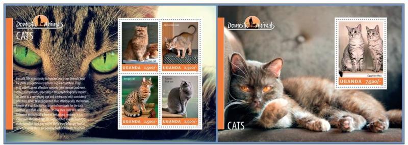 UGANDA 2014 2 SHEETS ugn14208ab CATS CHATS