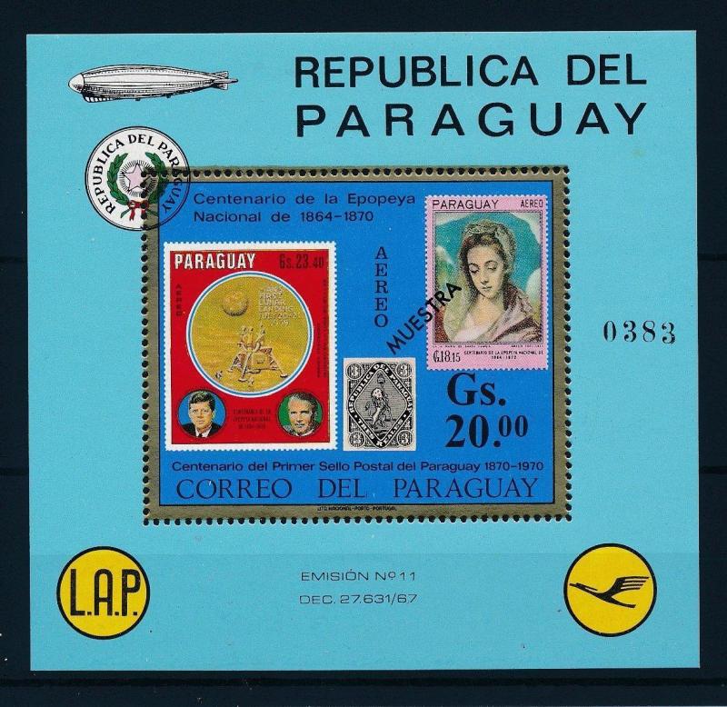 [35591] Paraguay 1971 Centenary postage stamps Muestra Souvenir Sheet MNH