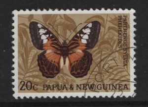 Papua New Guinea  #216  used  1966 butterflies 20c