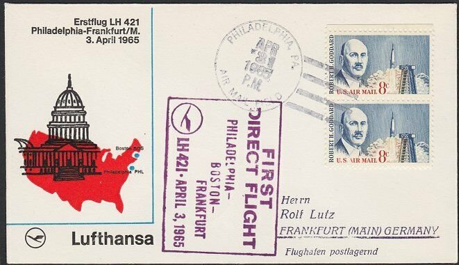 USA 1965 Lufthansa first flight to Germany..................................H284