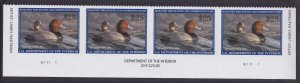 US RW89 Migratory Birds Redhead Duck $25 footer plate strip 4 MNH 2022-2023