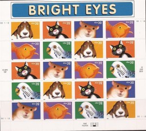 US Stamp - 1998 Bright Eyes Pets - 20 Stamp Sheet - Scott #3230-4