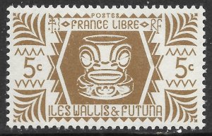 Wallis and Futuna Islands Scott 127 MNH, 5c Ivy Poo in Tiki issue of 1947
