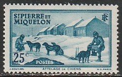 1938 St. Pierre and Miquelon - Sc 179 - MH VF - 1 single - Dog Team