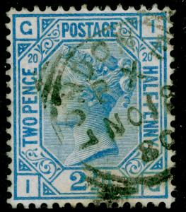 SG142, 2½d blue PLATE 20, USED. Cat £45. IG