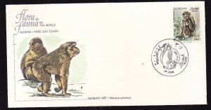 Flora & Fauna of the World #138a-stamp on FDC-Animals-Barbary Ape-Algeria-single