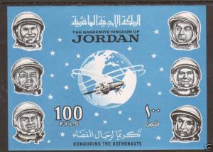 Jordan Sc 496 footnote, Mi Bl 18, MNH. 1965 Russian Cosmonauts, imperf ss Space.