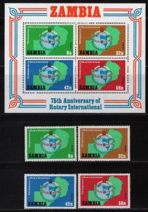 ZAYIX - Zambia 212-215a MNH Rotary International Maps  070922-SM28