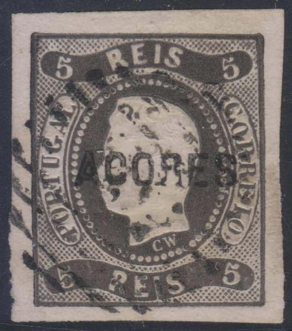 PORTUGAL AZORES 1868 Sc 1 Afinsa 1 KEY VALUE MUTE CANCEL F,VF SCARCE €2,900