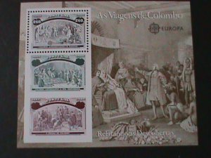 ​PORTUGAL-1992-SC#1922-EUROPA-COLUMBUS PRESENTING NATIVES-MNH S/S VERY FINE