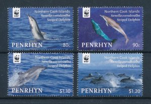 [113760] Penrhyn Cook Islands 2010 Marine life WWF Dolphins  MNH