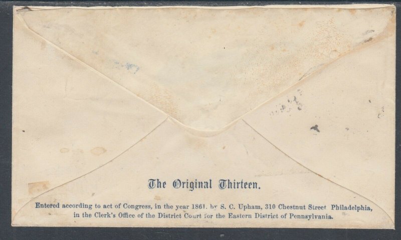 US Sc 64b used 3c rose pink Washington on 1861 Patriotic Cover, Cert.